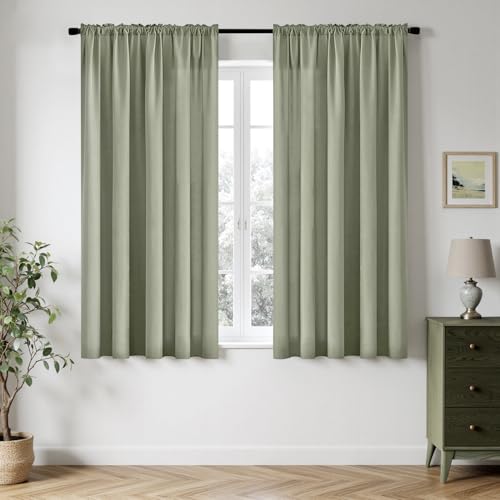 Sage Green Privacy Sheer Curtains 2 Panels 42W x 63L (2 Count)