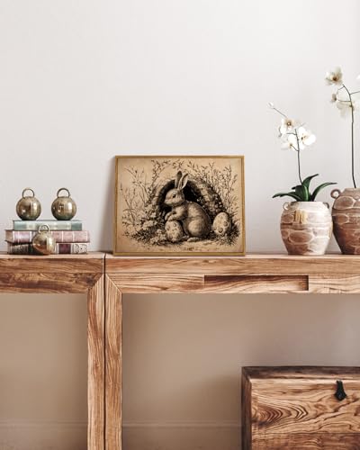 Framed Rabbit Wall Art Rustic Farmhouse Decor