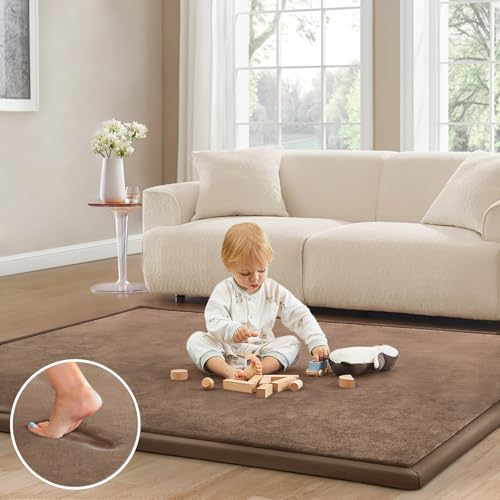 Baby Play Mat for Floor Nursery Rug Muscle Mat Area Rug Playroom Rug 79"x110" Playpen Mat Elastic Foam 1.3" Thick Crawling Mat for Babies