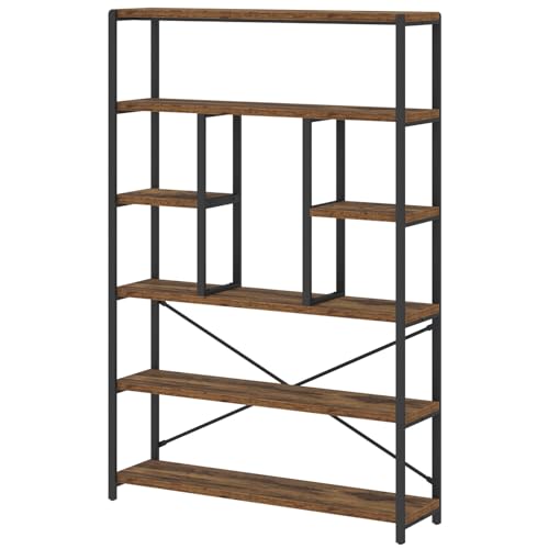 6 Tier Industrial Bookshelf for Living Room Office