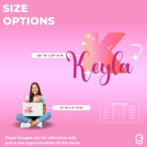 Custom Stickers Name & Initial for Pink Room Decor I Heart Wall Decal for Girl Bedroom Decor I Personalized Wall Decal for Little Girl Room Decor I Multiple Size Options