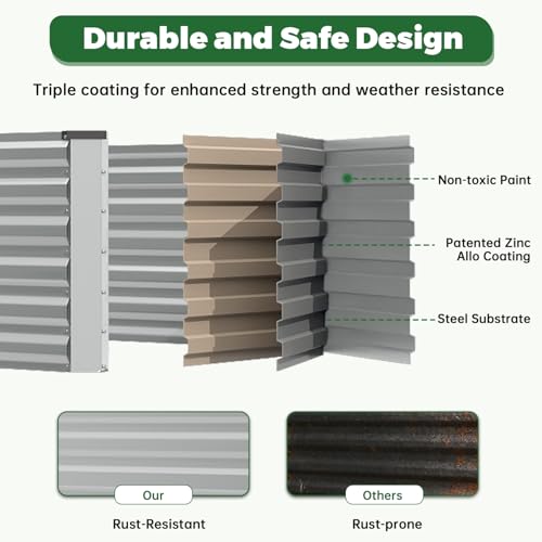 8x4x2ft Outdoor Metal Raised Garden Bed