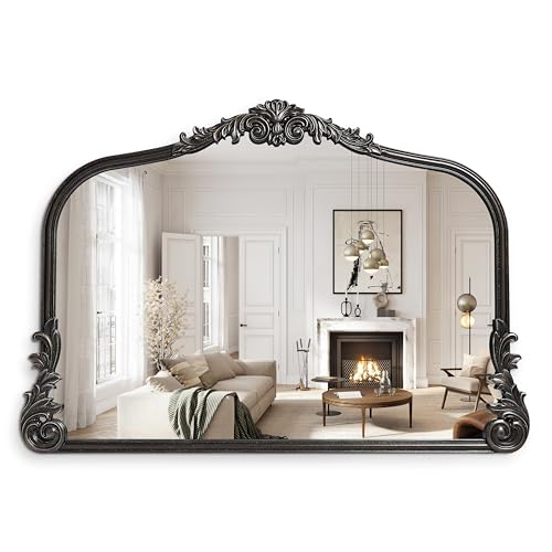 English Estate Carved Arch Wood Wall Mirror