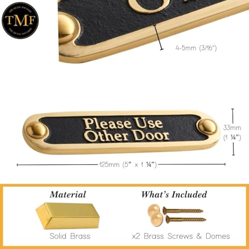 Please Use Other Door Brass Door Sign. Traditional Style Home Décor Wall Plaque Handmade By The Metal Foundry UK