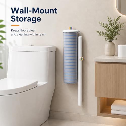 Disposable Toilet Brush with 48 Refills and Replaceable Scrubber Heads