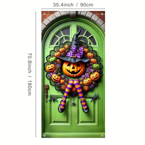 Halloween Door Cover Witch Legs 35x71 Inch Fabric
