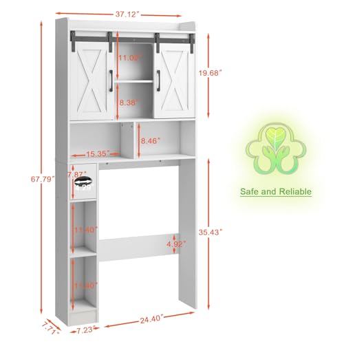 Over The Toilet Storage Cabinet with Sliding Doors