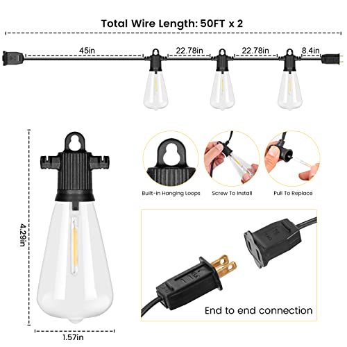 100FT Outdoor String Lights (100 Foot)
