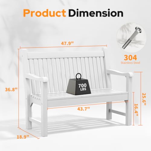 2 Person Outdoor Bench with 700 Lbs Weight Capacity