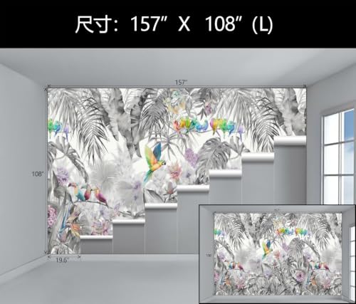 Gray Plant Leaf Peel and Stick Wallpaper for Living Room Bedroom