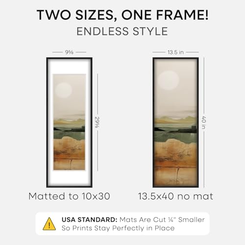 13.5x40 Black Oak Picture Frame
