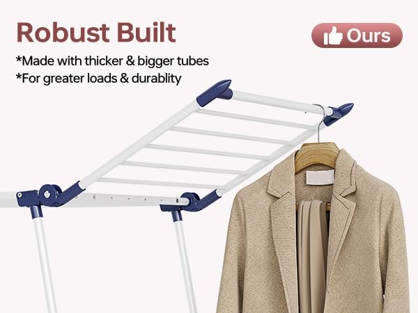APEXCHASER Clothes Drying Rack Foldable, Large Drying Rack for Clothing Retractable, Winged Laundry Rack Folding Indoor Outdoor, Metal Clothes Airer for Bedding Towel Sweater Heavy Duty, White - NestledHome