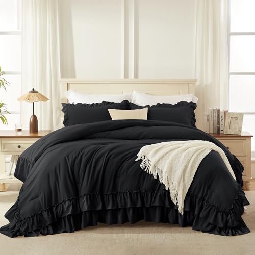 Black Ruffle Comforter Set King