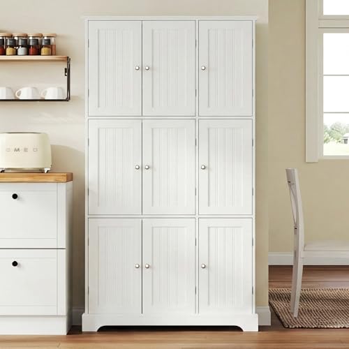 63.2" Tall Bathroom Storage Cabinet with 9 Doors