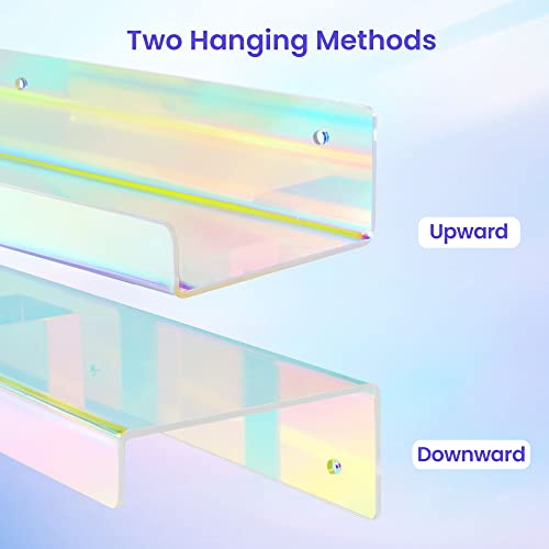 4 Pcs 15" Iridescent Acrylic Shelves for Wall Decor and Display (4 Count)