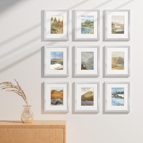 8x10 Picture Frames Set of 9 for Wall or Tabletop Display (9 Count)