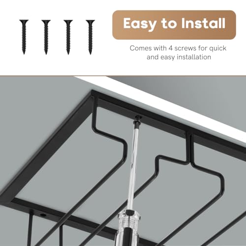 6 Row Wine Glass Rack Under Cabinet Large Capacity