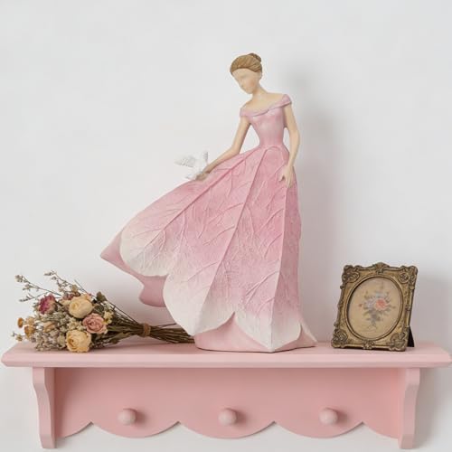Pink Leaf Angel Girls Fairy Statue