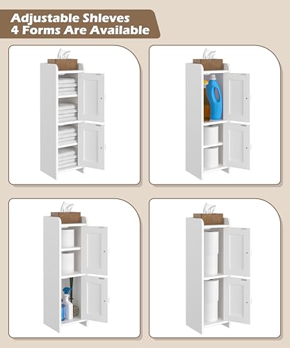 Small Bathroom Cabinet Narrow Toilet Paper Organizer White