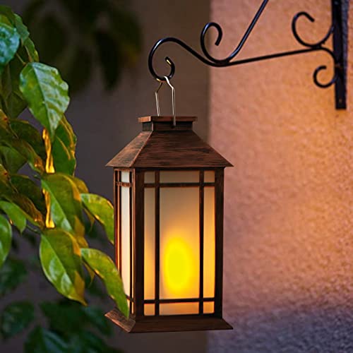 13 Inch Outdoor Decorative Lanterns with LED Candle Timer 2 Pack Brown (2 Count)