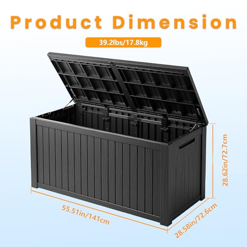 200 Gallon Outdoor Storage Box Waterproof Lockable Resin Deck Box Large