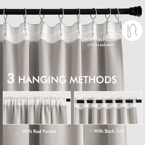 Cobblestone Back Tab Blackout Curtains 52x72 Inches Long 2 Panel Set (2 Count)