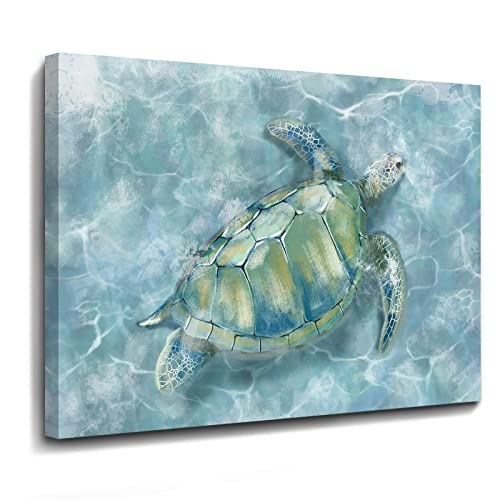 Canvas Wall Art for Bedroom Sea Turtle Wall Decor Pictures for Wall Blue Artwork Pictures Green Turtle Wall Decorations for Bathroom Bedroom Home Office 24 x 36 inches