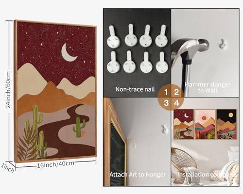 Boho Desert Framed Canvas Wall Art Set of 3 (3 Count)