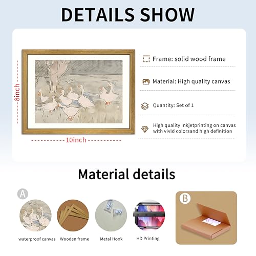 Vintage Framed Goose Wall Art Watercolor Print
