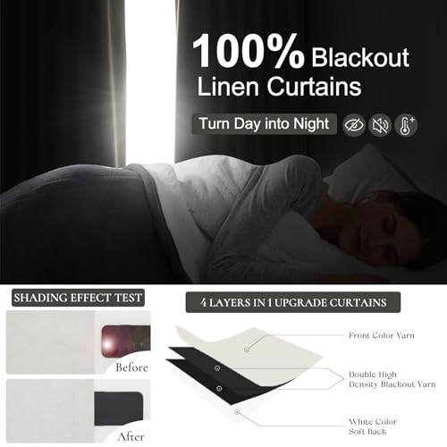 Neutral 86 Inch Nursery Blackout Window Curtains for Bedroom 86 Inches Long (2 Count)