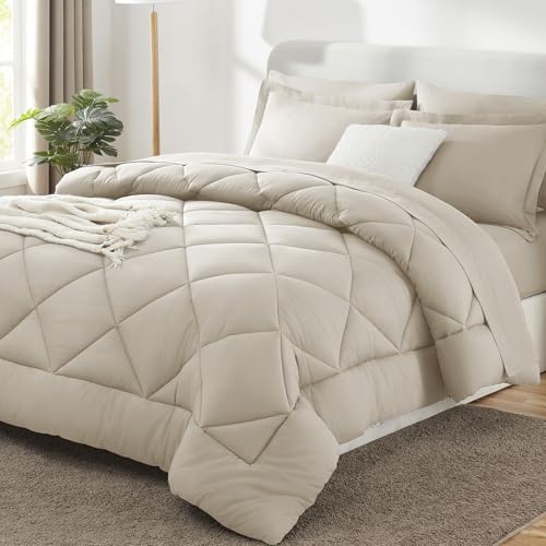 Queen Comforter Set 88"x88" Oatmeal