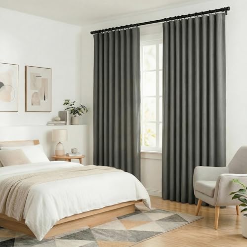 Blackout Curtains for Bedroom Room Darkening Curtains for Living Room Ceiling Door Curtain（Gery Drape 1 Panel