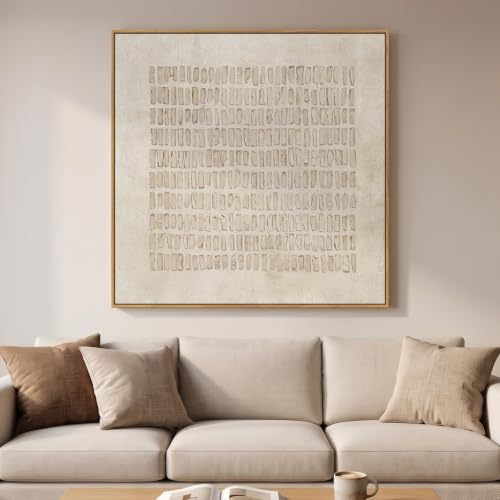 Extra Large Framed Neutral Beige Abstract Wall Art for Living Room