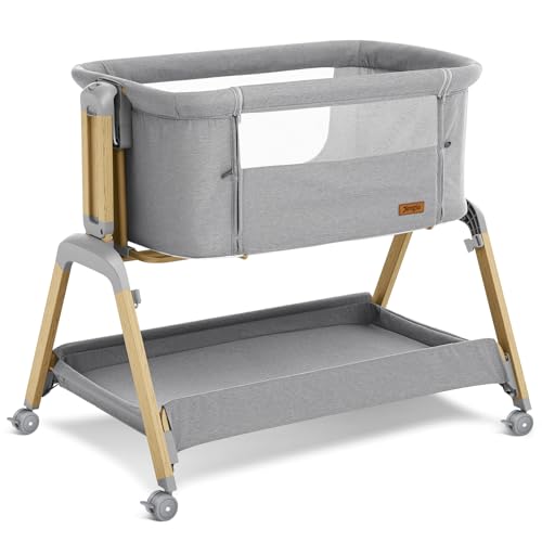 3-in-1 Baby Bassinet, Bedside Sleeper, Rocking Mode, Wheels, Grey