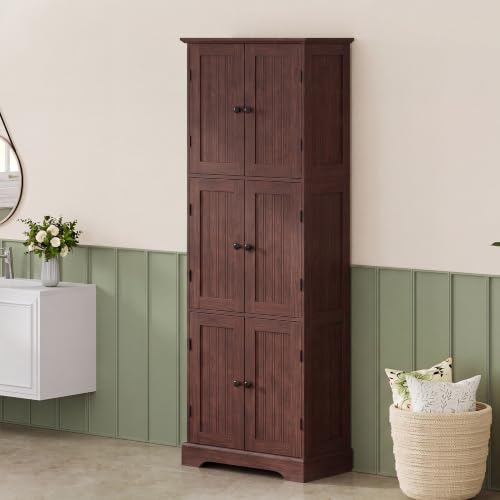 63.2" Tall Bathroom Storage Cabinet with 6 Doors