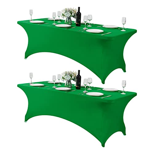 2Pack Spandex Table Cover for 8FT or 4ft or 6ft Table Universal Fitted Stretch Tablecloth for Party (2 Count)