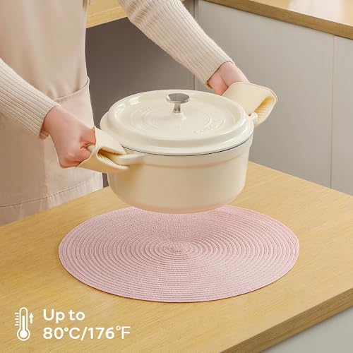Round Placemats Heat and Slip Resistant Cotton Table Mats (6 Count)