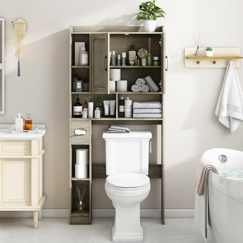 Farmhouse Over The Toilet Storage Cabinet with Barn Door
