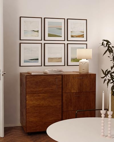 Walnut Square Frames Set of 6 (6 Count)