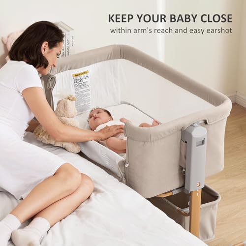3-in-1 Baby Bassinet, Bedside Sleeper & Rocking Bassinet for Newborn