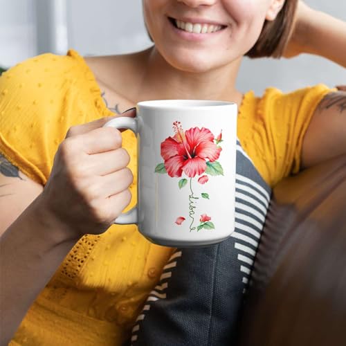 Personalized Hibiscus Blossom Design Mug