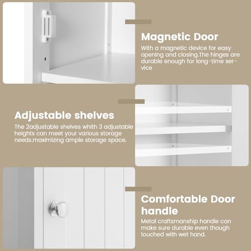66.9" Tall Bathroom Storage Cabinet with 2 Doors & 1 Drawer