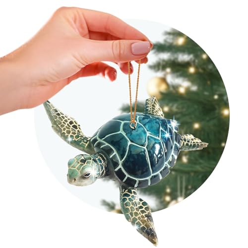 Blue Sea Turtle Christmas Ornament