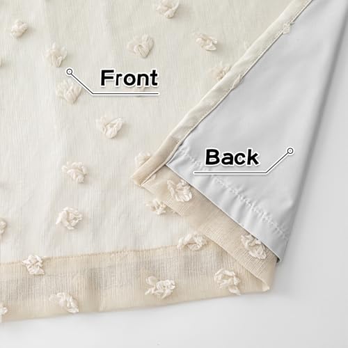 Beige Pom Pom Blackout Curtains for Girls Bedroom 63 Inch Long 100% Room Darkening Curtain for Kids Room 2 Panels Small Window Treatment Grommet 2 Layered Drapes Toddler 50W x 63L (2 Count)