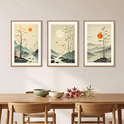 Chinoiserie Bamboo Forest Framed Canvas Wall Art Set