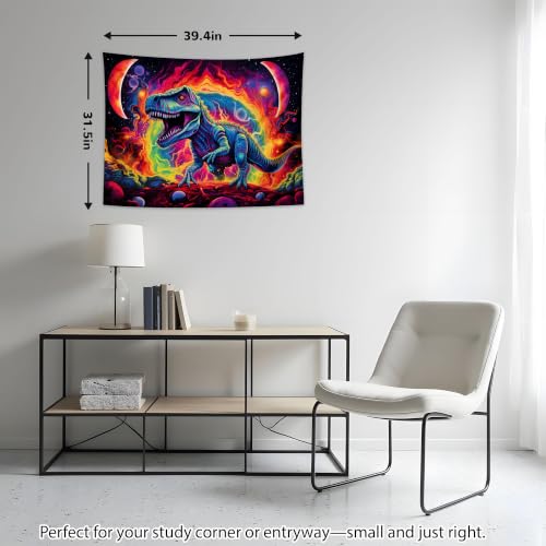 Blacklight Dinosaur Tapestry Wall Hanging Black Light Tapestries Uv Glow in the Dark Dino Poster for Teen Boys Room Bedroom 31.5" L x 39.4" W