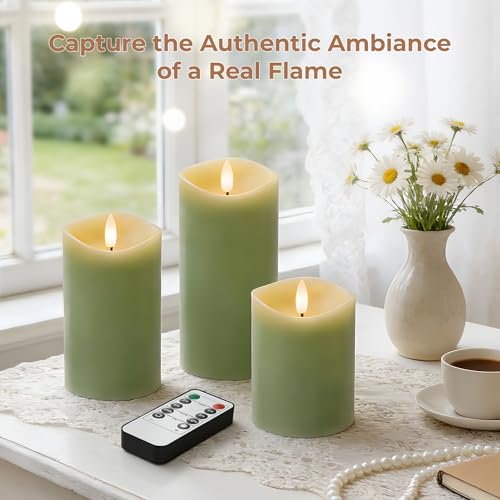 Pastel Green LED Real Wax Made Flameless Battery (3 Count)