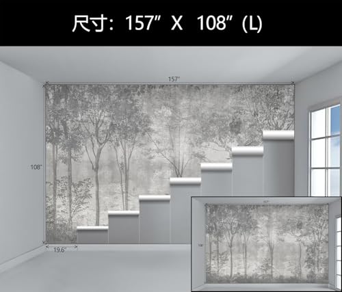 Grey Vintage Forest Wall Paper Mural Peel and Stick for Bedroom