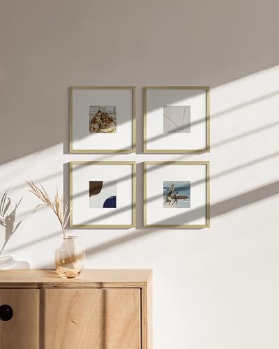 10x10 Gold Metal Picture Frames Matted to 5x5 (4 Count)