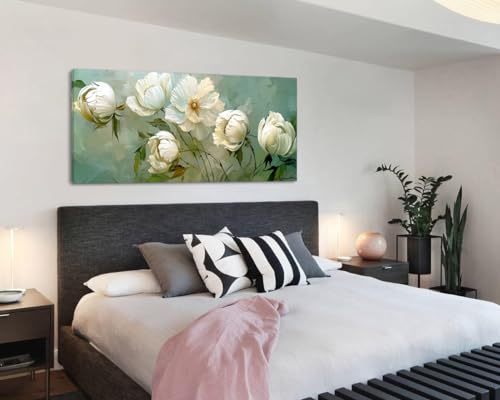 Blooming White Flowers Plants Wall Art Decor Artwork for Bedroom
